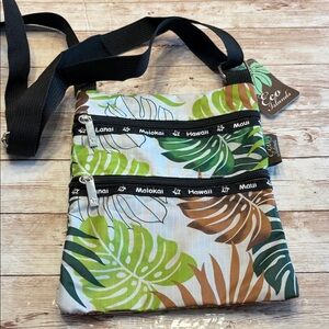 NWT Leaf Print Crossbody Bag - Green and Brown